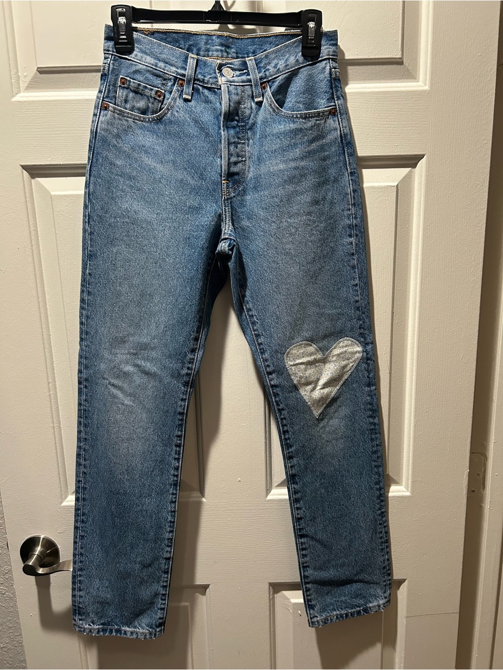 LEVI'S 501 150th Anniversary Women's Patchwork Heart Jeans Button fly 24W x 30L